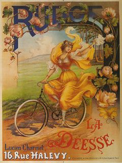 RUDGE Fashion Lady Bicycle Bike Yellow Dress Fine Vintage Poster Repro