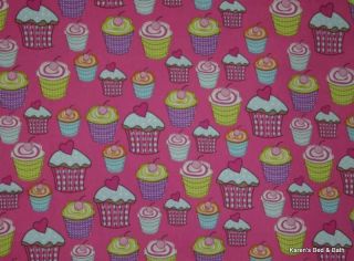 Cherry Pink Blue Purple Bakery Sweets Cotton Duck Curtain Valance