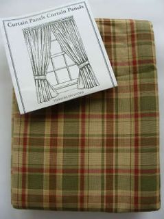 Country Green, Wheat & Red Plaid Park Designs SAGE Curtain Panels 72W