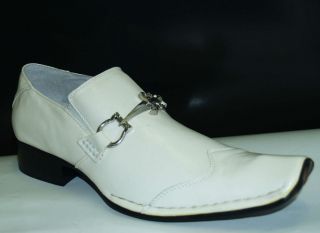 Italian Style Mens SINATRA Slip On Sword Keeper White Dress Shoe
