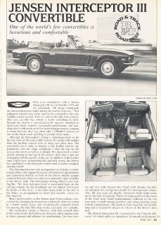 1976 Jensen Interceptor III Convertible   Road Test   Classic Article