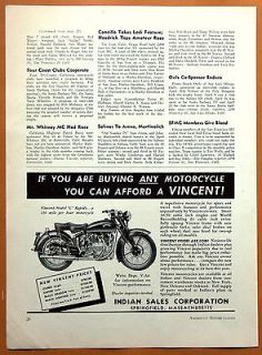 LG081 Two 1950 Vincent Motorcycle Half Page Ads