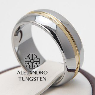 Carbide Ring Amazing Elegant Men 14K Gold Inlay Band 8MM Ring   TG035