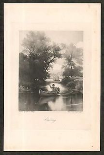 1898 Antique Print of a Canoe   Canoeing