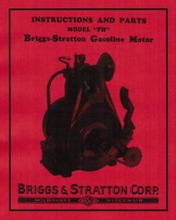 Briggs & Stratton FH FI Gas Engine Motor Manual Parts Instruction book