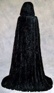 Black Velvet Cloak Cape Wedding Wicca Medieval LARP SCA