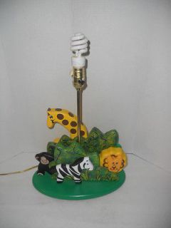 LARGE WOODEN KIDS SAFARI JUNGLE ANIMAL LAMP FOR THE BEDROOM OR