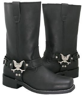 Mens Classic Flying Eagle Motorcycle Harness Biker Boots