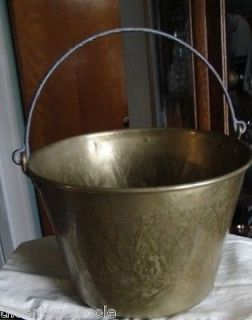 Antique Brass Manufacturing Co #12 Pail Bucket Kettle w/Forged Iron