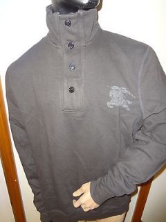 Burberry Brit mens gray long sleeve half zip 4 Button sweater