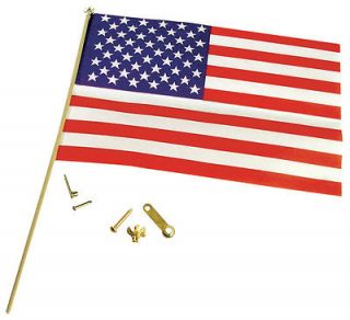 DOLLHOUSE MINIATURES HARDWARE AMERICAN FLAG W/ GOLD POLE & HARDWARE #