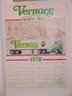 VERNORS GINGER ALE 1978 CALENDAR Soda Diner Cardboard Sign NOS