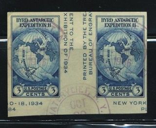 Stamps, Scott # 768a Byrd Special Issue Imperf Horizontal Gutter