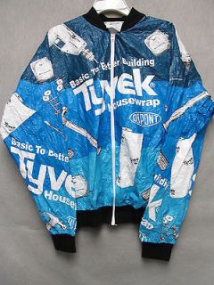 W1838 Graphic Jackets Housewrap Themed Blue Tyvek Zip up Jacket Men