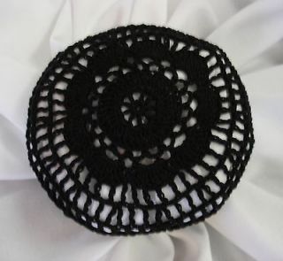 Hair Net Bun Cover Black Size Medium Hand Crocheted Amish Mennonite