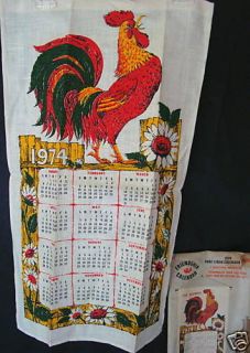 in Pkg 1974 Friendship Rooster Linen Calendar Towel Personalize Kit