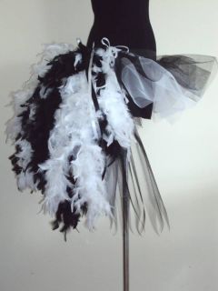 Burlesque Tutu Skirt BlacK / WhiTe Feathers 6/12 SEXY