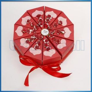 Wedding Favor Boxes Red Cake Slice Box Bridal Shower Centerpiece w
