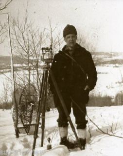 Vintage Survey Transit Antique Surveying With Snowshoes Old Time