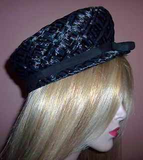Raffia Straw Womens Casual Cabbie Hat Grosgrain Ribbon Bow Medium