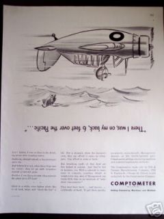 1945 Upside Down Airplane art Comptometer Calculator ad