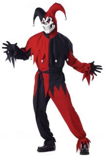 NEW Adult Men Evil Jester Scary Skull Halloween Costume