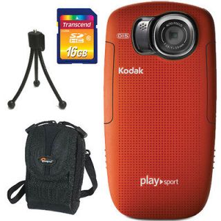 Kodak PLAYSPORT Zx5 Video Camera (Red) +16GB Card + Rezo 30 Case