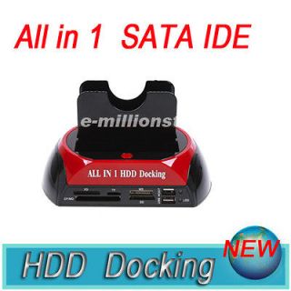 SATA IDE HDD Dock Dual Docking Station + USB Hub SD XD MS card reader