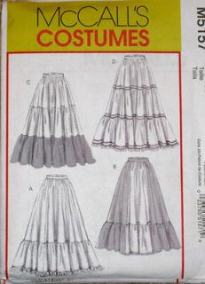 McCalls Misses Historical Gathered Tiered Skirt Costume Pattern 5157