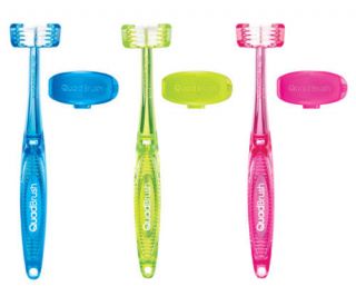 Bamboo CAT Pet Small Quadbrush Toothbrush & Holder, Choice of Colors