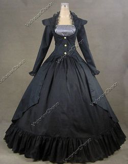 Gothic Victorian Cotton Satin Ball Gown Dress Reenactment Clothing 167