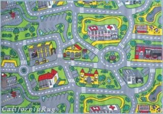 Area Rug Road Driving Street Car Kids Play Time City Map NEW