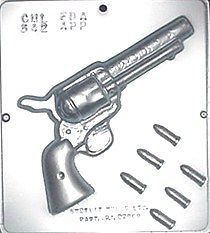 Revolver with Bullets Chocolate Candy Mold