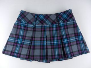 Candies Gray Blue Pink Plaid Stretch Mini Skirt Womens Sz 00 1 27/12