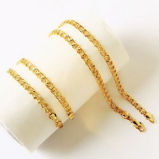 US. Gorgeous 24k yellow gold filled Womens Bracelet+neckl ace 18.5