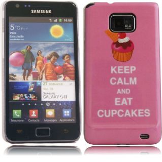 Pink Hard Back Case for Samsung Galaxy S2 i9100   KEEP CALM AND EAT