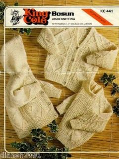 Aran Knitting Patterns Baby Sweater Jacket Cardigan
