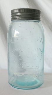Vintage Embossed CROWN IMPERIAL A 3 1 Qt. Mason Jar Made In Canada