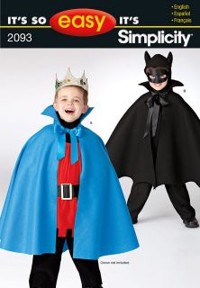 Batman Knight Felt Cape EASY kids NEW sz S to L PATTERN Simplicity