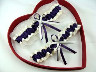 New Sexy Plum Ivory Wedding Garter *30 Charms to Select