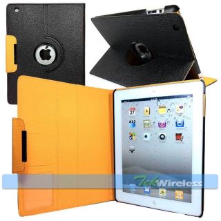 Leather 360 Rotating Card Slot Holder Wallet Cover Case iPad 2 3 3rd