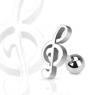 Clef MUSIC NOTE Steel TRAGUS CARTILAGE Stud Ring Body Piercing Jewelry