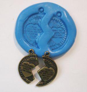PART MIZPAH coin pendant Silicone Push Mold Polymer clay Resin