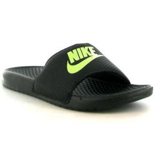 Nike Genuine Benassi Mens Beach   Pool   Shower Sandal Black Lime Size