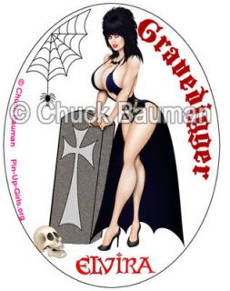 Sticker Sexy Elvira Gravedigger busty pinup fan art