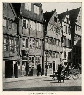 1910 Print Hamburg Germany Krombach Street Scene Dog Cart Lamppost