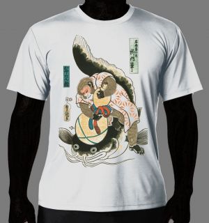 Japanese Art T Shirt Catching a Catfish with a Gourd