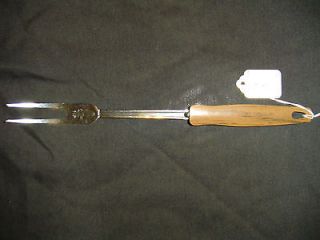 Vintage EKCO USA Stainless Steel Meat Carving Fork BBQ 11.5 Wood