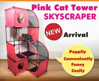 CAT KITTEN PINK PLAY TOWER GYM TREE SCRATCHING POLE POST FURNITURE