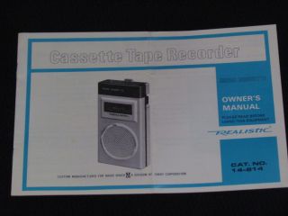 REALISTIC MODEL MICRO MINISETTE CASSETTE TAPE RECORDER OWNERS MAUAL